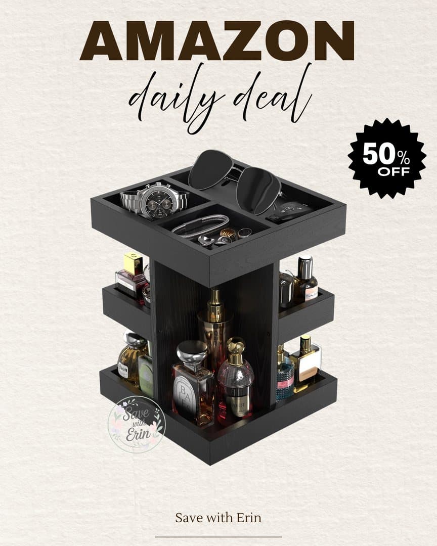 Daily deal card for a rotating storage organizer