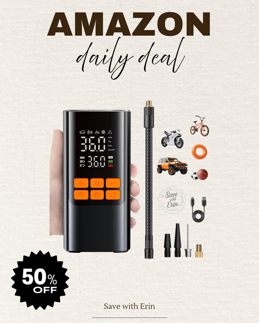 Daily deal card for a portable tire inflator